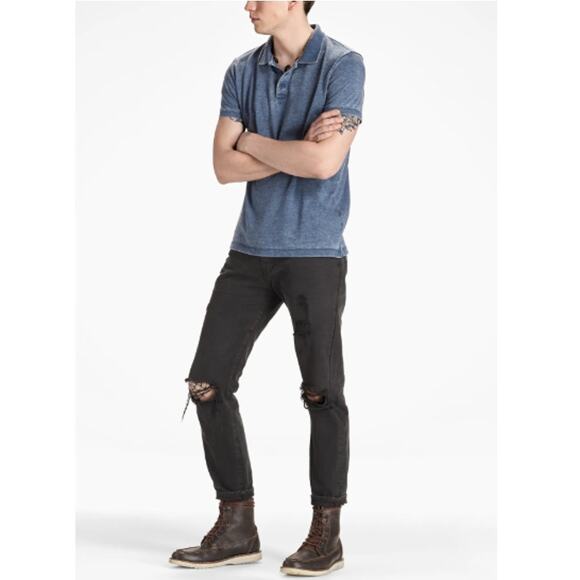 NEW LUCKY BRAND Men's Blue Venice Burnout Polo Shirt Size 2XL - Picture 1 of 7